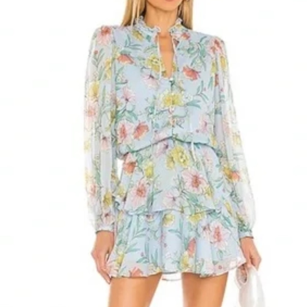 Yumi Kim Floral Mini Dress - Blue and Yellow